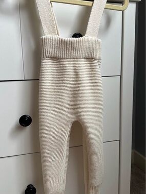 Cream Knit Suspender Kids Bottoms